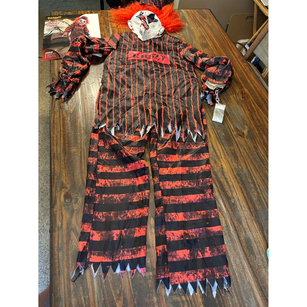 Spirit Halloween ClownCore Kr8zy‎ Convict Clown Costume Child Large 12-14 - Picture 3 of 9